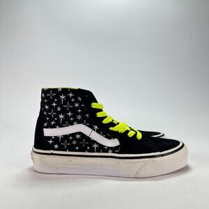 Vans Sk8-Hi Black Neon Yellow Star Skate Shoes 751505 Women's Size 5.5 Youth 4